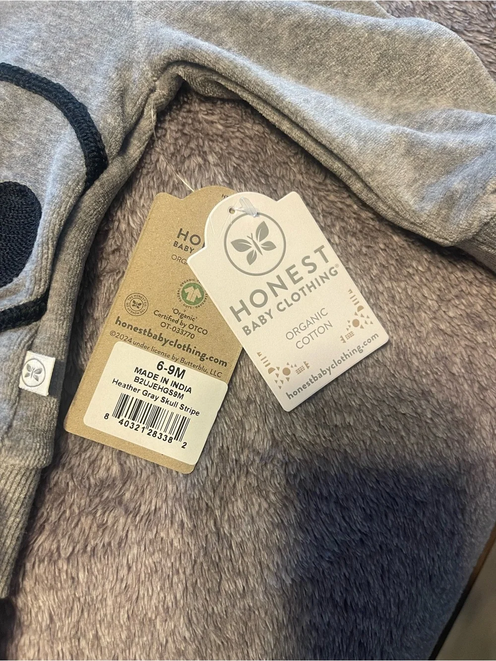 The Honest Company Grey Skull Hoodie & Joggers Set